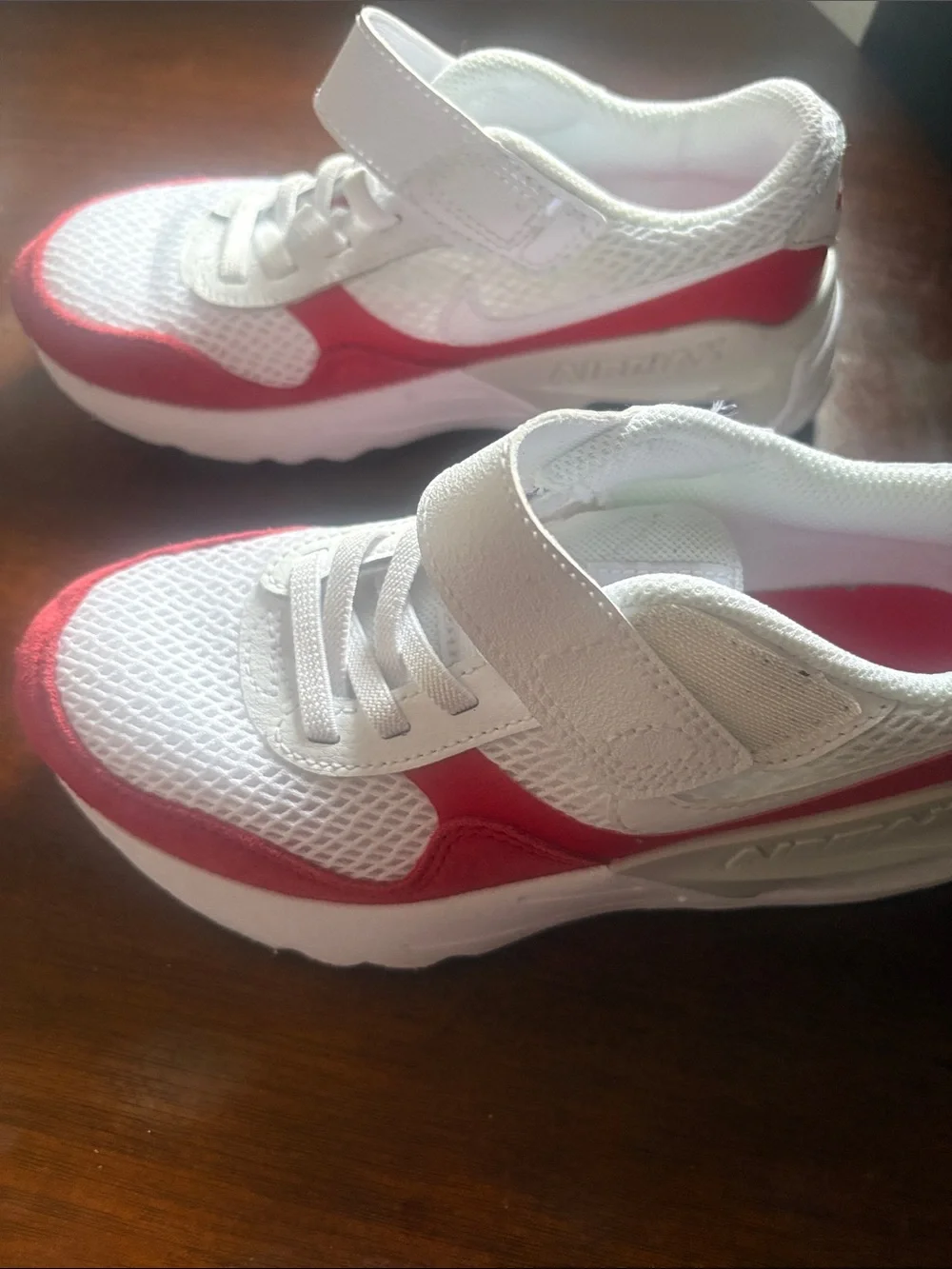 Nike Kids White and Red Velcro Athletic Sneakers